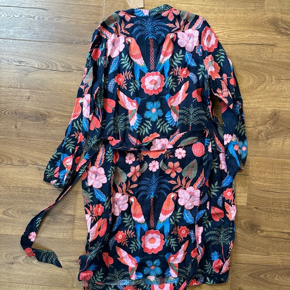 Boden 100% Linen Tropical Bird Print Dress XL 16-18 NWT - Picture 7 of 9